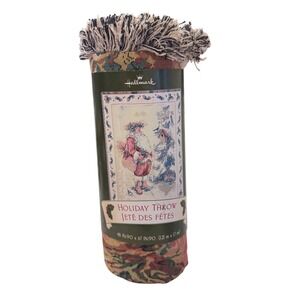 Vintage Hallmark Christmas Tapestry Throw Blanket‎ Santa 48 x 67 New Old Stock